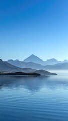 Tranquil mountain lake scene