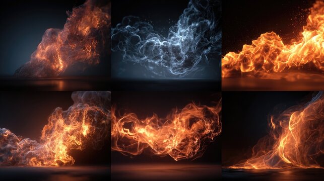 Abstract fire and flame patterns creating dynamic, energetic visuals perfect for creative projects and energy-related themes. 