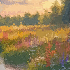 Various oil paintings, flowers, lakes, landscapes, butterflies, rabbits, spotted deer, roses, peonies, forests, marine life