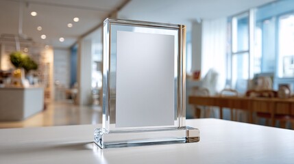 Minimalist Desk Mockup with Blank Frame and Plant