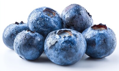 Fresh blueberries, glistening with water droplets, clustered together (1)