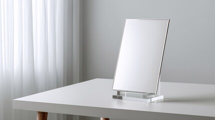 Minimalist Desk Mockup with Blank Frame and Plant