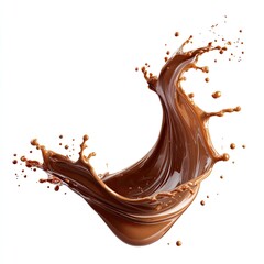 Chocolate liquid splash against white
