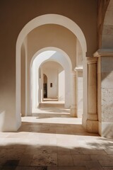 Bright sunlight enters through the archway.