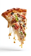 Slice of Delicious Pizza with Melted Cheese on