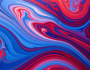 Obraz premium Abstract paint swirls in vibrant red, blue, and white