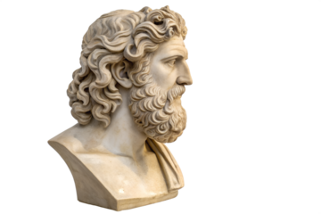 Classic Marble Bust of a Man Ancient Greek Sculpture Depicting a Bearded Figure, Ideal for Art and History Projects