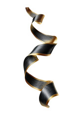 Dark metallic ribbon, gold trim, swirling