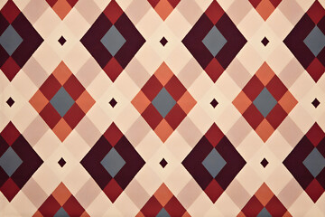 Argyle check pattern. Brown beige background. Classic geometric design. Vector illustration.