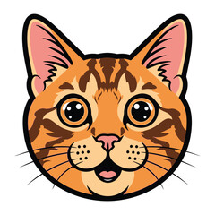 A Joyful Feline: Vibrant illustration of a cat face. capturing the essence of a pet with expressive eyes and playful demeanor. 