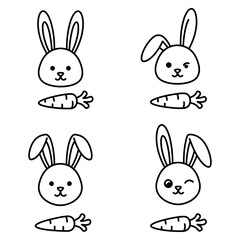 Adorable bunny illustrations with carrots, perfect for crafting, Easter projects, and charming designs