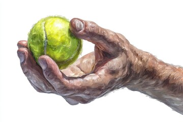 Hand Holding Tennis Ball Digital Art Illustration