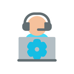 IT support simple flat icon illustration