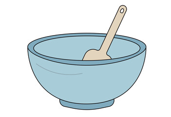 Mixing bowl with spatula for cooking, baking, and pastry preparation illustration for kitchen and culinary projects