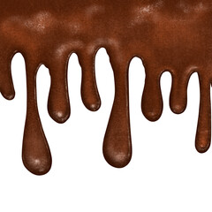 melted chocolate dripping on white background