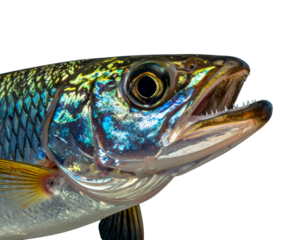 Close-Up Portrait of Killifish Head, Angled View, isolated