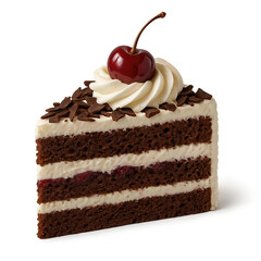 Delicious Black Forest Cake Slice with Cherry. Ai generation