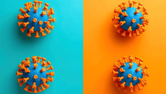 Virus models on vibrant background