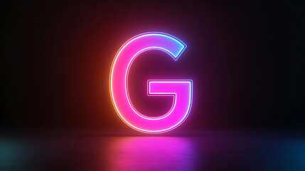 Glowing neon letter G dark background modern minimalist typography vibrant colors illuminated sign futuristic design colorful glow light effect digital art abstract glowing letter bright neon