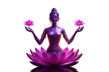 Serene Purple Buddha Sculpture in Blooming Lotus Flower, Symbolizing Enlightenment, Peace, and Spiritual Awakening in a Modern Abstract Style