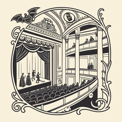 Victorian Halloween Music Hall Invitation