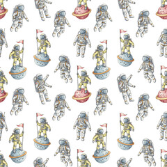 seamless pattern with astronaut
