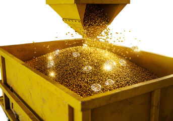 Gold Nuggets and Diamonds in a Cart