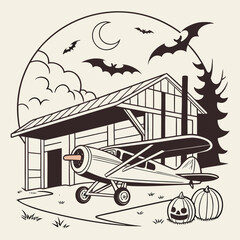 Vintage Halloween General Aviation Invitation