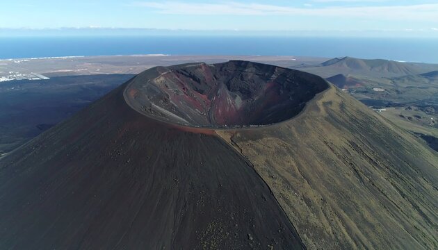 Volcanic crater, aerial view