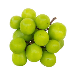 bunch green grapes on white background isolated