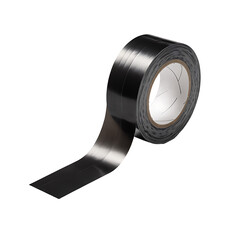 A roll of black duct tape on transparent background.