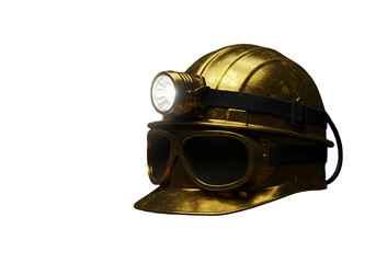 Golden Miner Helmet with Headlamp and Goggles