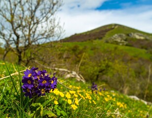 Obraz premium Wildflowers in a grassy meadow