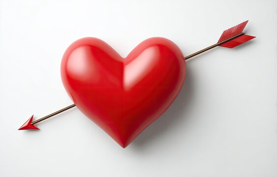Red heart pierced by a love arrow