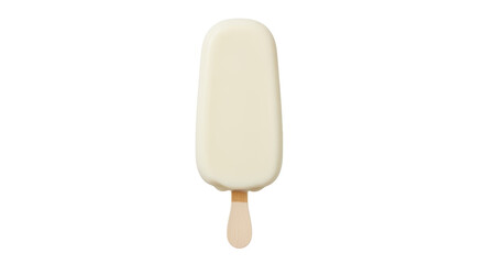 Isolated Vanilla Ice Cream Bar On Wooden Stick, Frozen Dessert, Refreshment, Snack Time