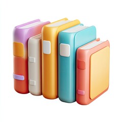 Stack of colorful books, 3D style