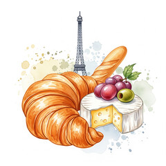 croissant watercolor style