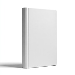 Blank white book, upright, on white background
