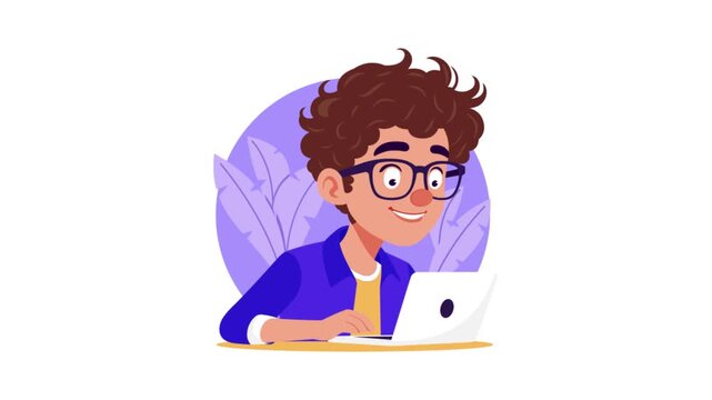 Developer using Laptop 2D Flat Animation MP4 file