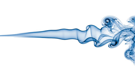 Isolated blue smoke trail swirling upward and twisting creating artistic visual texture effect