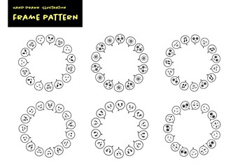 シンプルな手書きのかわい漫符イメージフレームセット