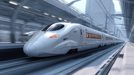 Fototapeta premium Futuristic train in motion
