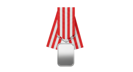 Isolated generic medal with red and white ribbon, blank award for recognition event