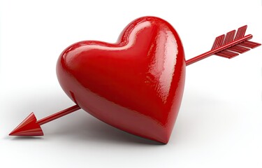 A glossy, vibrant red heart pierced by a red arrow (2)