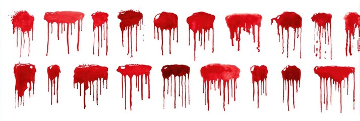 Dripping red stains on white background