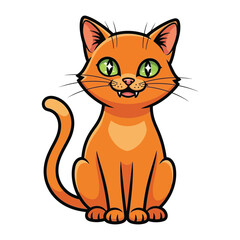 Playful Feline in Vivid Hues: This captivating cartoon depicts a friendly ginger cat with mesmerizing green eyes, ready to charm and amuse, full of personality and a dash of mischief.