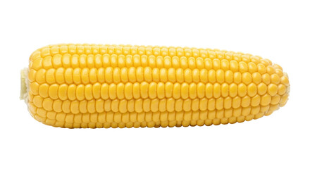 Isolated ear of corn with yellow kernels, healthy and tasty vegetable for vegetarian diets