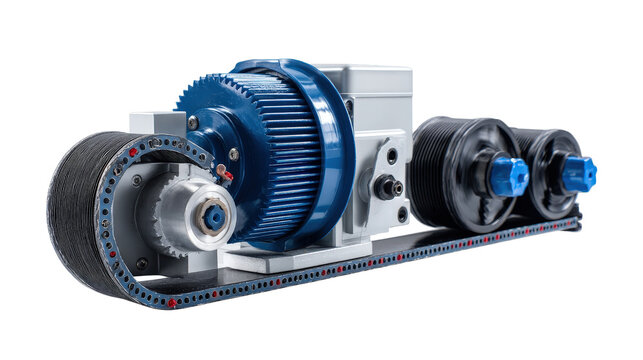 Milling machine motor and belts background isolated on a Transparent background, PNG file. - Powered by Adobe