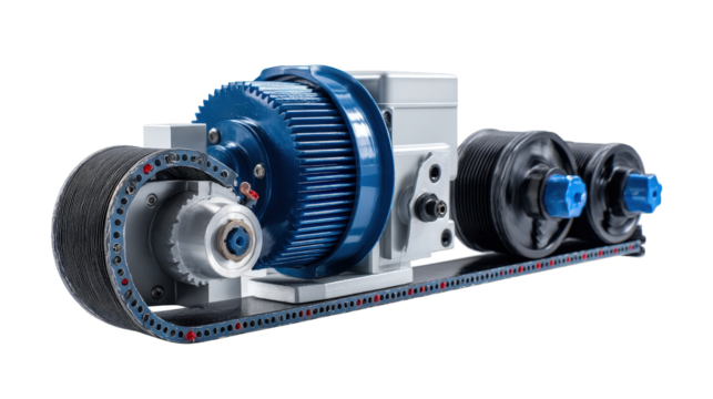 Milling machine motor and belts background isolated on a Transparent background, PNG file.