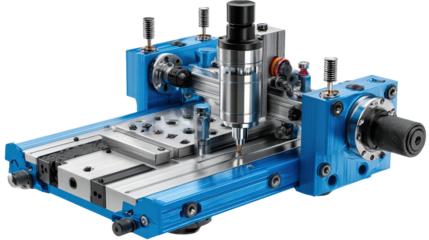 Milling machine table movement background isolated on a Transparent background, PNG file.